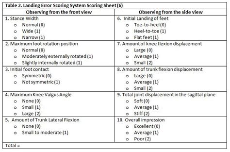 landing error scoring procedure